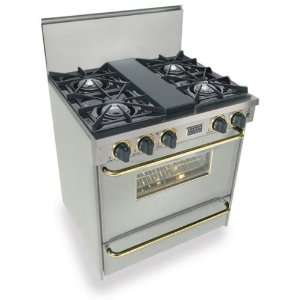   Clean Oven and Broiler Oven Stainless Steel with Brass Appliances