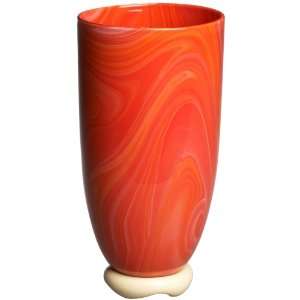  Venini 11 Inch Marbled Ivory and Antique Red Vase