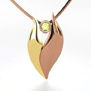    Eternal Flame Pendant, 14K Rose Gold Necklace with Peridot Jewelry