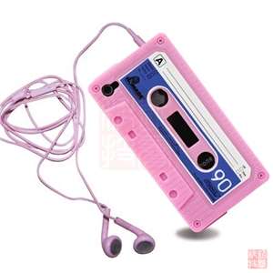 Brown Cassette Tape Silicone Case Cover+Handsfree Earphone for iPhone 