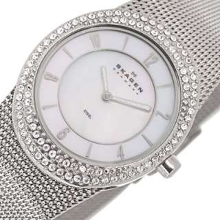 Watch New SKAGEN Steel Slim Ladies MOP Dial Crystals  