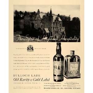  1935 Ad Bulloch Lade Castle Scotch Whiskey Rarity Gold 