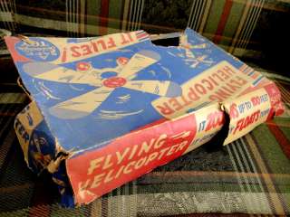 vintage CLOVER HELICOPTER reading pa TOY WHIRLYGIG+BOX  