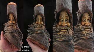 Wood Tree Gnome Rustic Spirit Forest Face Sculpture Log Home Cabin 