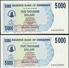 Zimbabwe P 45   5000 Dollars 2007   UNC