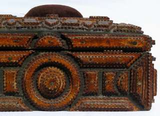 Tramp art sewing box Ornate, Large, highly decorated.  