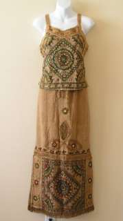   Renaissance Embroidered 2 pcs Top & Maxi Skirt Dress Suit Set   XS & S