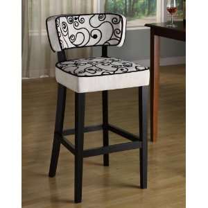   Black & White Fabric Barstool by Armen Living