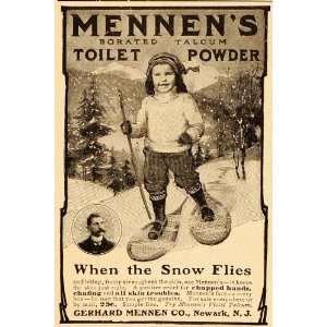   Talcum Powder Child Snowshoeing   Original Print Ad