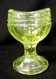 Raised Rib Eye Wash Cup Vaseline Carnival Glass  