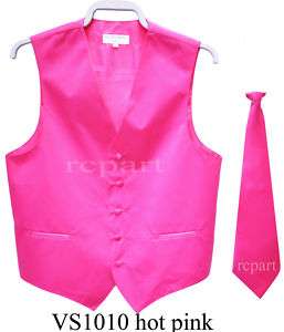 NEW wedding prom Tuxedo Vest & necktie hot pink, M  