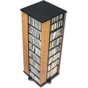  Prepac 4 Sided Spinning CD DVD Media Storage Tower in Oak 