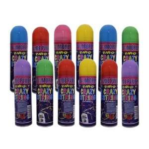  Lot of 12 Party Crazy Silly String Assorted Colors 250ml 