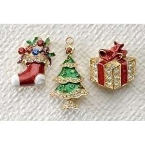   Christmas Jewelry Stocking /Tree/Gift Shaped Holiday Pins Home