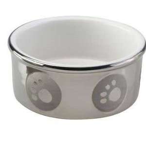  Top Quality Stoneware Paw Print Titanium Dog Dish 5 Pet 