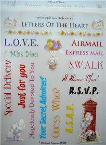 Rub On Stickers Letters of the Heart Words & Pictures  