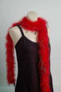 MARABOU FEATHER BOA   RED w/ Black IRIS Costume/Bridal  