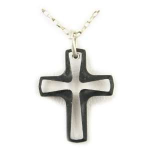  20mm Clear Swarovski Crystal Cross (Edged with Black) with 