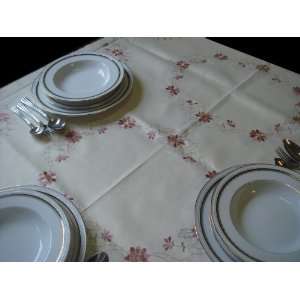   Pastel Color Embroidered Tablecloth, 72 x 108