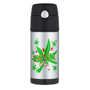  Thermos Travel Water Bottle Marijuana Go Green Neon 