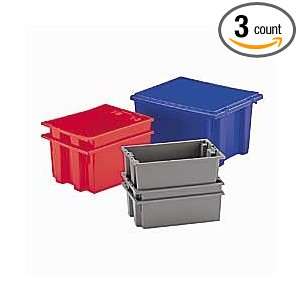 AKRO MILS Nest and Stack Totes   Red   Lot of 3  