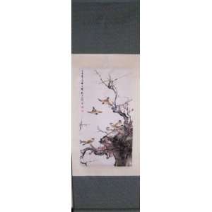   Art   Wall Scroll Painting   Sparrows and Plum Tree