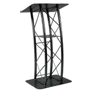  Black Aluminum Truss Lectern with Curved Design and Built 