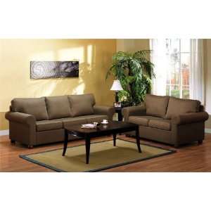  2 Pc microfiber fabric upholstered sofa and love seat set 