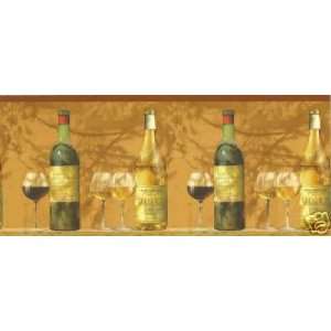  Wallpaper Border Tuscan Wine Bottles Glasses Kitchen 