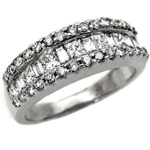   Princess Diamond Ring Band 14k White Gold Vintage Style (5) Jewelry