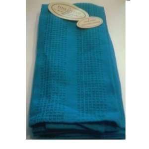  Blue Waffle Weave Cotton Kitchen Towels, Set of 3