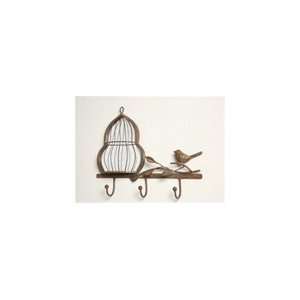  Bird Cage Wall Plaque w/ 3 Hooks