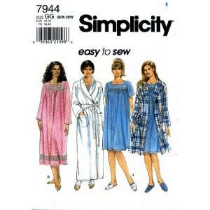  7944 Sewing Pattern Womens Full Figure Nightgown & Robe Plus Size 