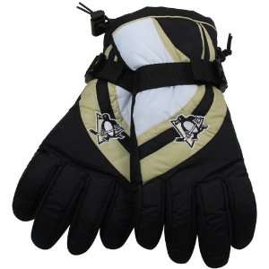   Pittsburgh Penguins Black Nylon Ski Gloves (Medium)