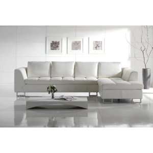  Martis White Leather Sectional