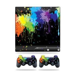   Sony Playstation 3 PS3 Slim Skins + 2 Controller Skins Splatter Video