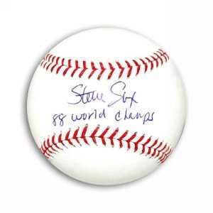 Steve Sax Autographed MLB Baseball Inscribed 88 World Champs  